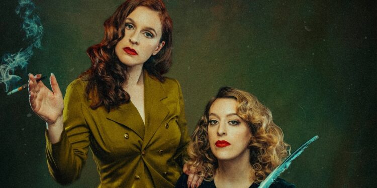 a picture of comedy duo Norris & Parker shot in a femme fatale style