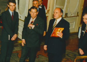 Paul Gregg to the right, next to King Charles III