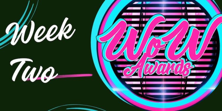 Black and Pink graphic for week two of WOW awards