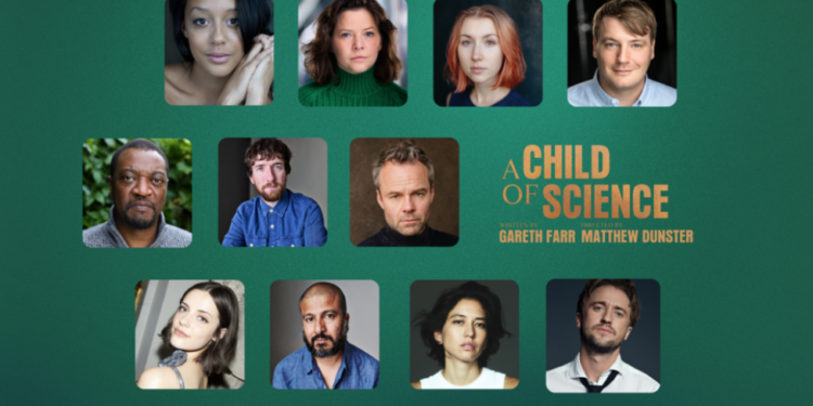 A graphic for the cast announcement, their head shots are on a dark green background
