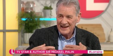 A still from Sir Michael Palin's appearance on ITV's Lorraine